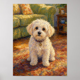 Maltezer Puppy Muurkunst — Impressionistische Fijn Poster