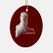 Maltezer Puppy Rode Versiering Keramisch Ornament (Rechts)
