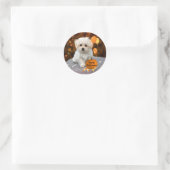 Maltezer Puppy viert Halloween Ronde Sticker (Tas)