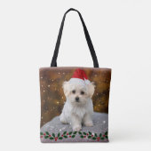 Maltezer Puppy viert Kerstmis Tote Bag (Achterkant)