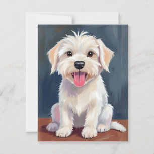 Maltezer Puppy Witte Hond Schilderij Bedankkaart