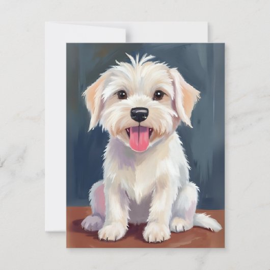 Maltezer Puppy Witte Hond Schilderij Bedankkaart (Voorkant)