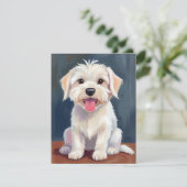 Maltezer Puppy Witte Hond Schilderij Bedankkaart (Staand voorkant)