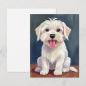 Maltezer Puppy Witte Hond Schilderij Bedankkaart (Voorkant / Achterkant)