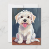 Maltezer Puppy Witte Hond Schilderij Kaart (Voorkant)