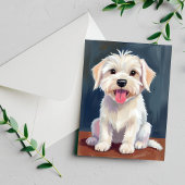 Maltezer Puppy Witte Hond Schilderij Kaart