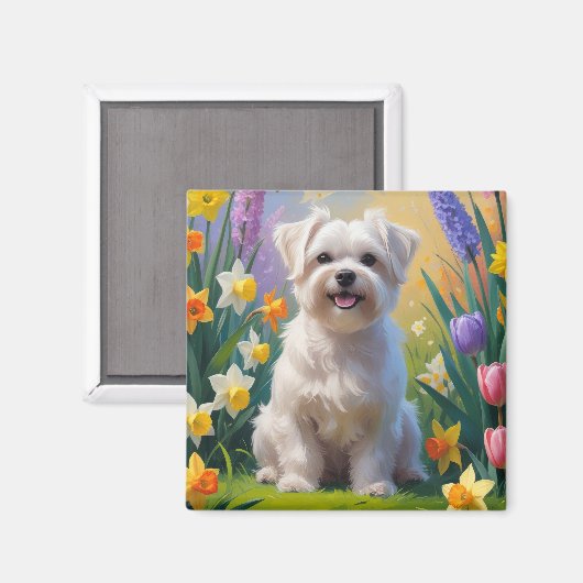 Maltezer Schilderij Lente Bloemen Magneet (Voorkant / Achterkant)