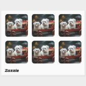 Maltezer Sneeuw Slede Kerst Decor Vierkante Sticker (Vel)