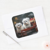 Maltezer Sneeuw Slede Kerst Decor Vierkante Sticker (Envelop)