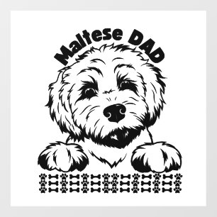 Maltezer vader zwart-wit ontwerp Maltezer hond Raamsticker