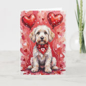 Maltezer Valentijnsdag Hond met Hartjes Rood Kaart (Voorkant)