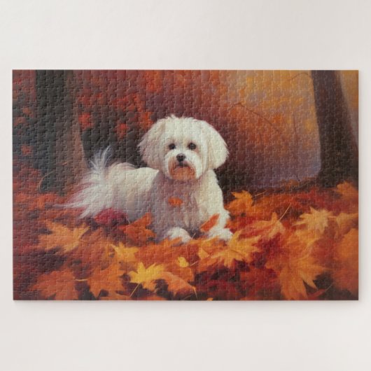 Maltezer valt in herfstbladeren inspireert legpuzzel (Horizontaal)