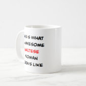 Maltezer vrouw, geweldig koffiemok (Voorkant links)
