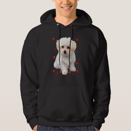Maltezer Welpen Hartjes Hoodie (Voorkant)
