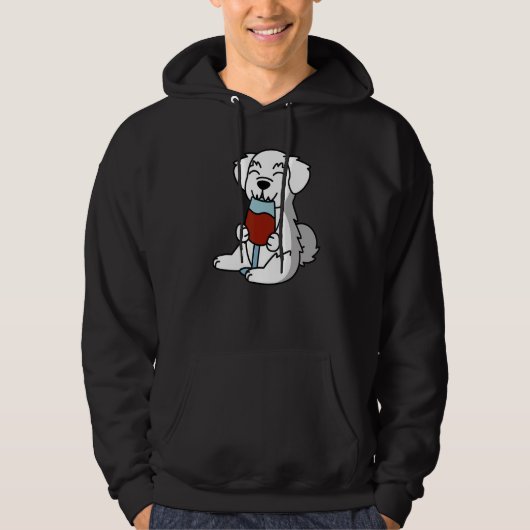 Maltezer wijn drinkende hond hoodie (Voorkant)