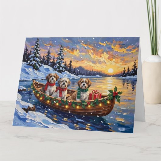 Malti Tzu Christmas Boat Holiday Kaart (Voorkant)