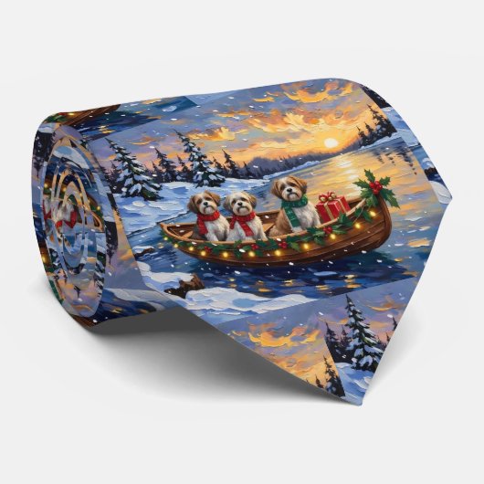 Malti Tzu Christmas Boat Holiday Stropdas (Opgerold)