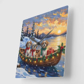 Malti Tzu Christmas Boat Holiday Vierkante Klok (Hoek)