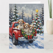 Malti-Tzu Christmas Red Truck Holiday Kaart (Voorkant)