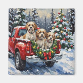 Malti-Tzu Christmas Red Truck Holiday Magneet (Voorkant)