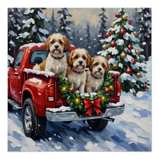 Malti-Tzu Christmas Red Truck Holiday Perfect Poster (Voorkant)
