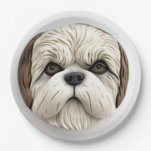 Malti Tzu Dog 3D geïnspireerd Papieren Bordje (Voorkant)
