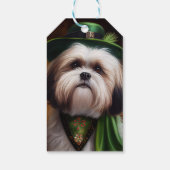 Malti Tzu Dog in St. Patrick's Day Dress Cadeaulabel (Achterkant)