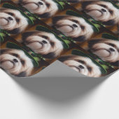 Malti Tzu Dog in St. Patrick's Day Dress Cadeaupapier (Hoek)