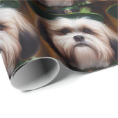 Malti Tzu Dog in St. Patrick's Day Dress Cadeaupapier (Rol Hoek)