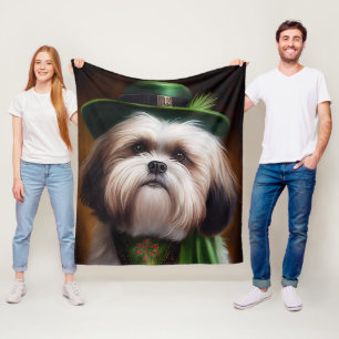 Malti Tzu Dog in St. Patrick's Day Dress Fleece Deken
