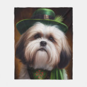 Malti Tzu Dog in St. Patrick's Day Dress Fleece Deken (Voorkant)