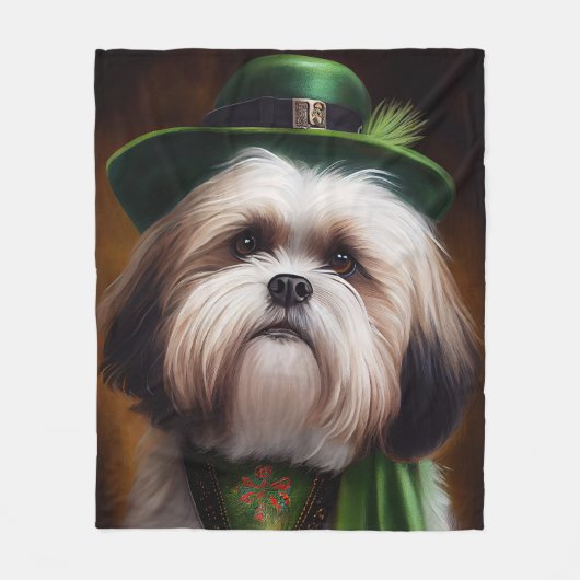 Malti Tzu Dog in St. Patrick's Day Dress Fleece Deken (Voorkant)