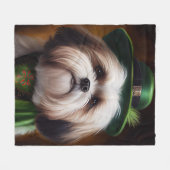 Malti Tzu Dog in St. Patrick's Day Dress Fleece Deken (Voorkant (Horizontaal))