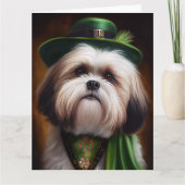 Malti Tzu Dog in St. Patrick's Day Dress Kaart (Voorkant)