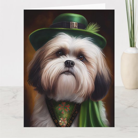 Malti Tzu Dog in St. Patrick's Day Dress Kaart (Voorkant)