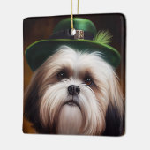 Malti Tzu Dog in St. Patrick's Day Dress Keramisch Ornament (Links)