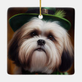 Malti Tzu Dog in St. Patrick's Day Dress Keramisch Ornament (Achterkant)