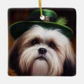 Malti Tzu Dog in St. Patrick's Day Dress Keramisch Ornament (Voorkant)