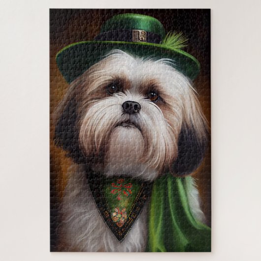Malti Tzu Dog in St. Patrick's Day Dress Legpuzzel (Verticaal)