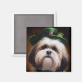Malti Tzu Dog in St. Patrick's Day Dress Magneet (Voorkant / Achterkant)