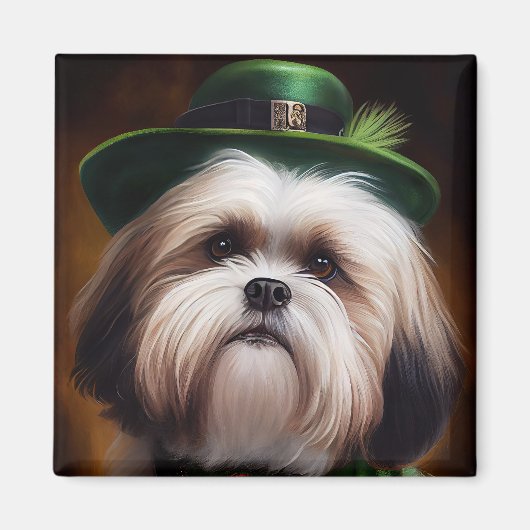 Malti Tzu Dog in St. Patrick's Day Dress Magneet (Voorkant)