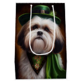 Malti Tzu Dog in St. Patrick's Day Dress Medium Cadeauzakje (Achterkant)
