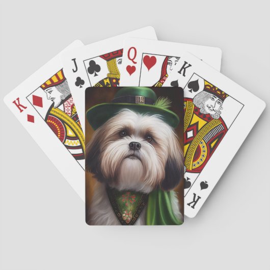Malti Tzu Dog in St. Patrick's Day Dress Pokerkaarten (Achterkant)