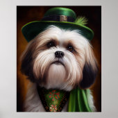 Malti Tzu Dog in St. Patrick's Day Dress Poster (Voorkant)