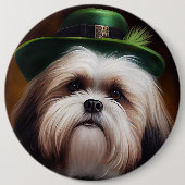 Malti Tzu Dog in St. Patrick's Day Dress Ronde Button 6,0 Cm (Voorkant)