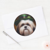 Malti Tzu Dog in St. Patrick's Day Dress Ronde Sticker (Envelop)