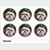 Malti Tzu Dog in St. Patrick's Day Dress Ronde Sticker (Vel)