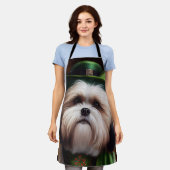 Malti Tzu Dog in St. Patrick's Day Dress Schort (Gedragen)