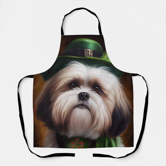 Malti Tzu Dog in St. Patrick's Day Dress Schort (Voorkant)