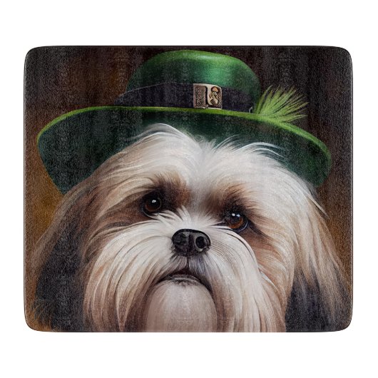 Malti Tzu Dog in St. Patrick's Day Dress Snijplank (Voorkant)
